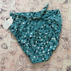 Time and Tru Teal Abstract Print High Waist Bikini Bottoms